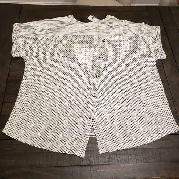 Button Back Space Dye V-neck Top CJ Banks Plus Size 3X - Picture 10 of 10